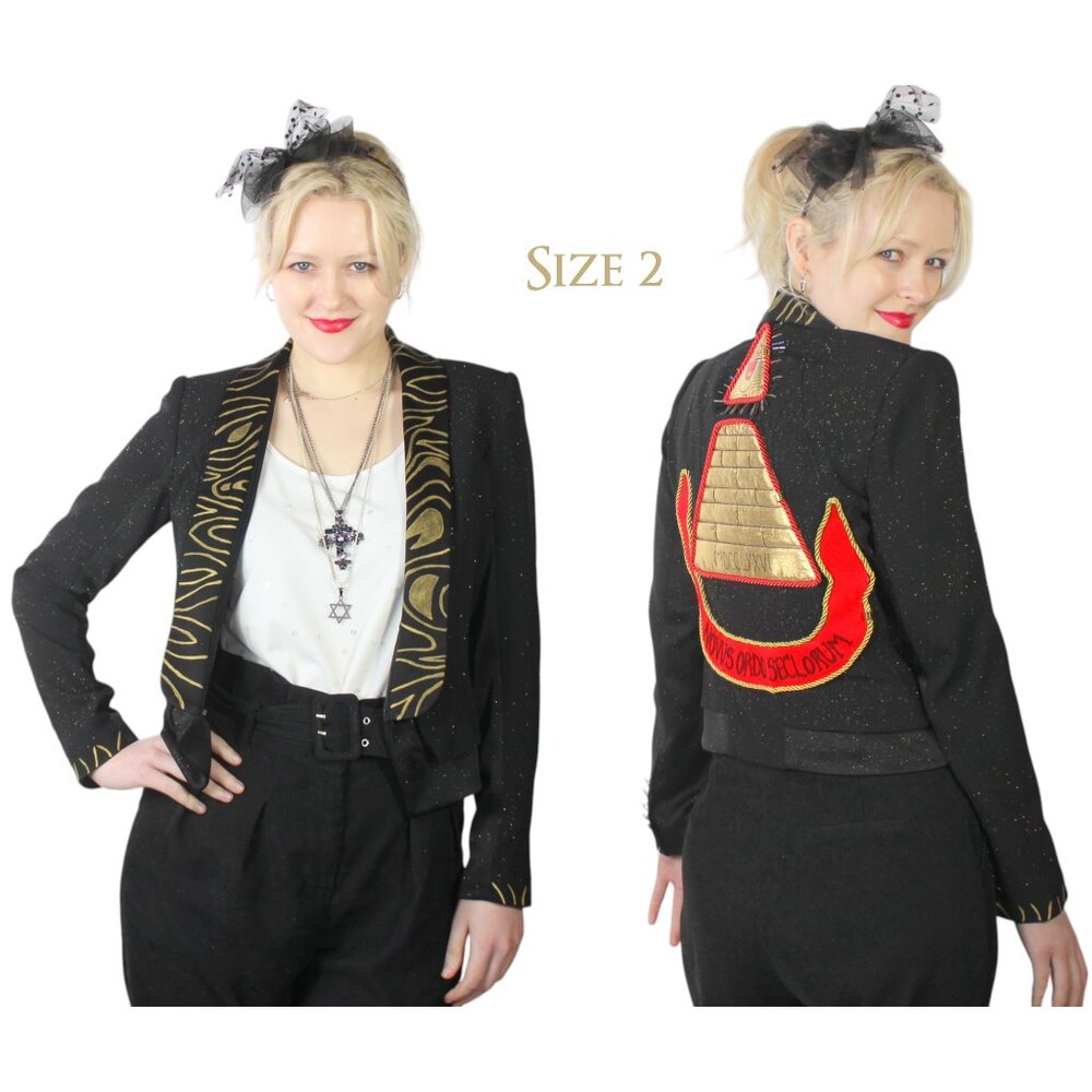 Desperately Seeking 80s Pyramid Style Size 2 Black Glitter Susan Jacket
